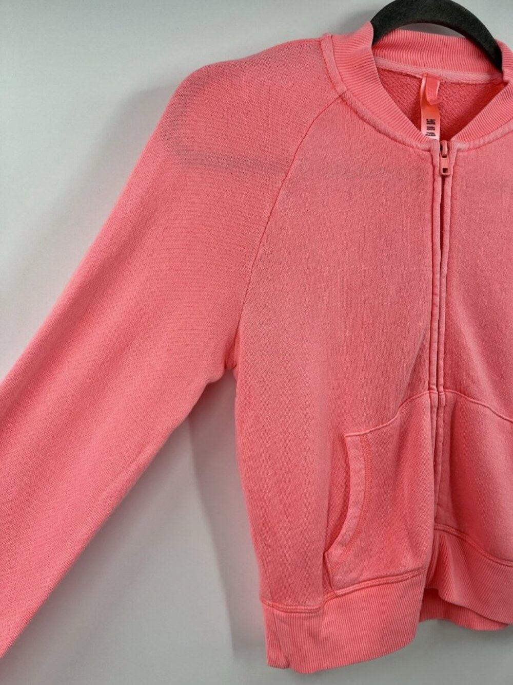 SKIMS Women's Neon Pink Terry Lined Full Zip Sweatshirt Jacket Small - Picture 2 of 4